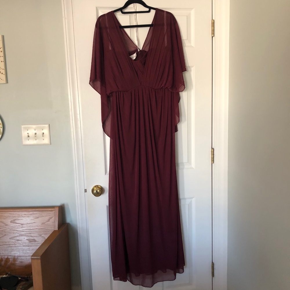 Maroon Bridesmaids Dress with Sleeves
